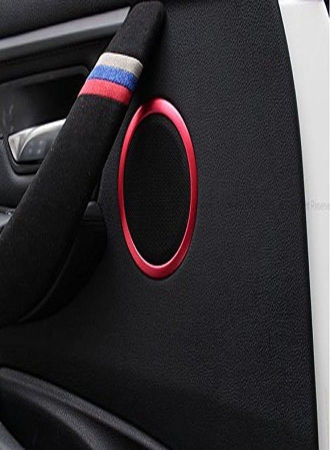iJDMTOY Set of 4 Red Speaker Decoration Ring Cover Trims Compatible with 2012-2018 BMW F30 F31 3 Series 320i 328i 335i 340i M3 F32 F33 4 Series 428i 435i 440i - Image 4
